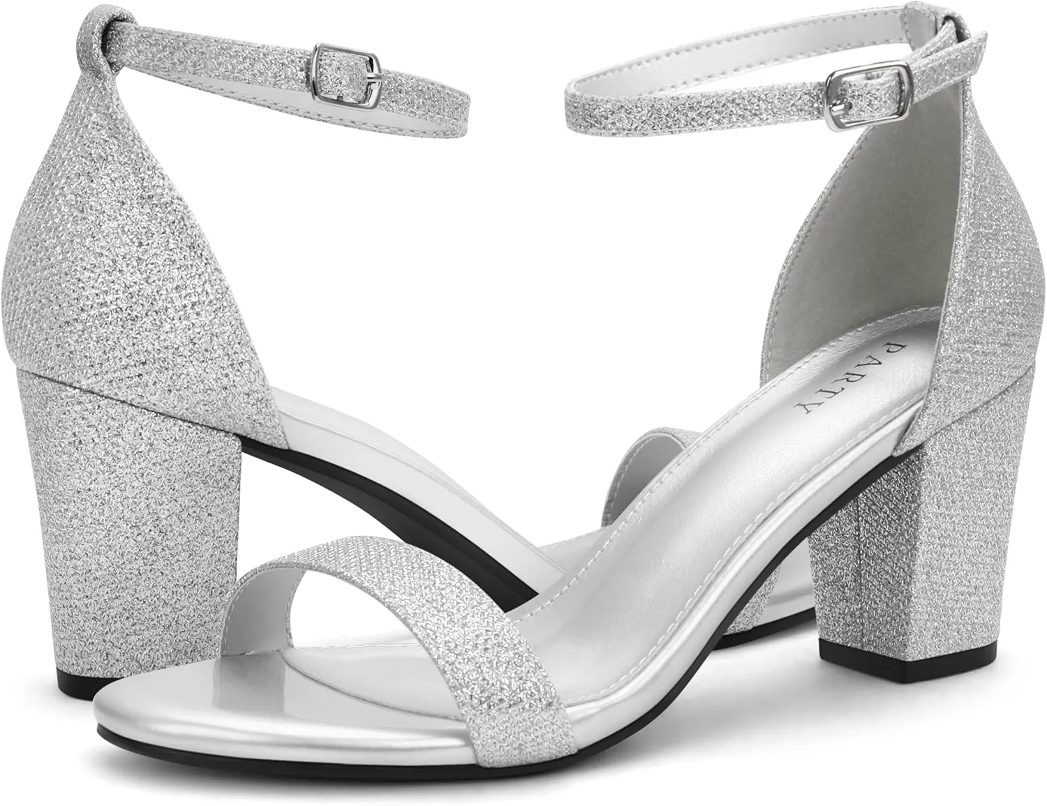 PARTY Women's Chunky Heels Open Toe Ankle Strap 3 inch Heeled Sandals