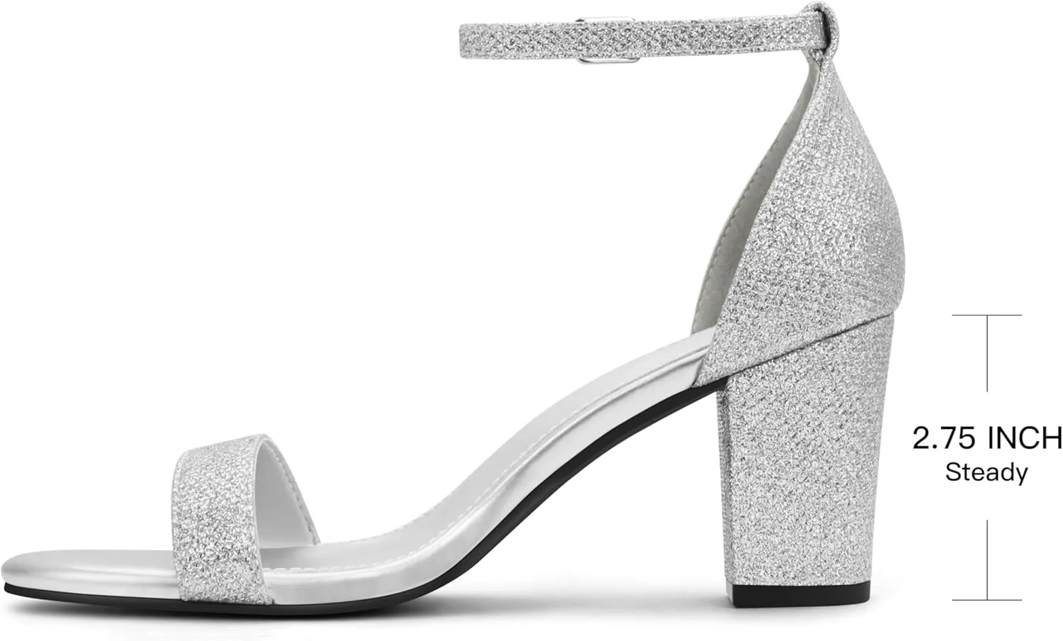 PARTY Women's Chunky Heels Open Toe Ankle Strap 3 inch Heeled Sandals