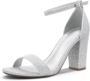 PARTY Women's Chunky Heels Open Toe Ankle Strap 3 inch Heeled Sandals