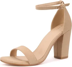 PARTY Women's Chunky Heels Open Toe Ankle Strap 3 inch Heeled Sandals