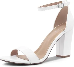 PARTY Women's Chunky Heels Open Toe Ankle Strap 3 inch Heeled Sandals