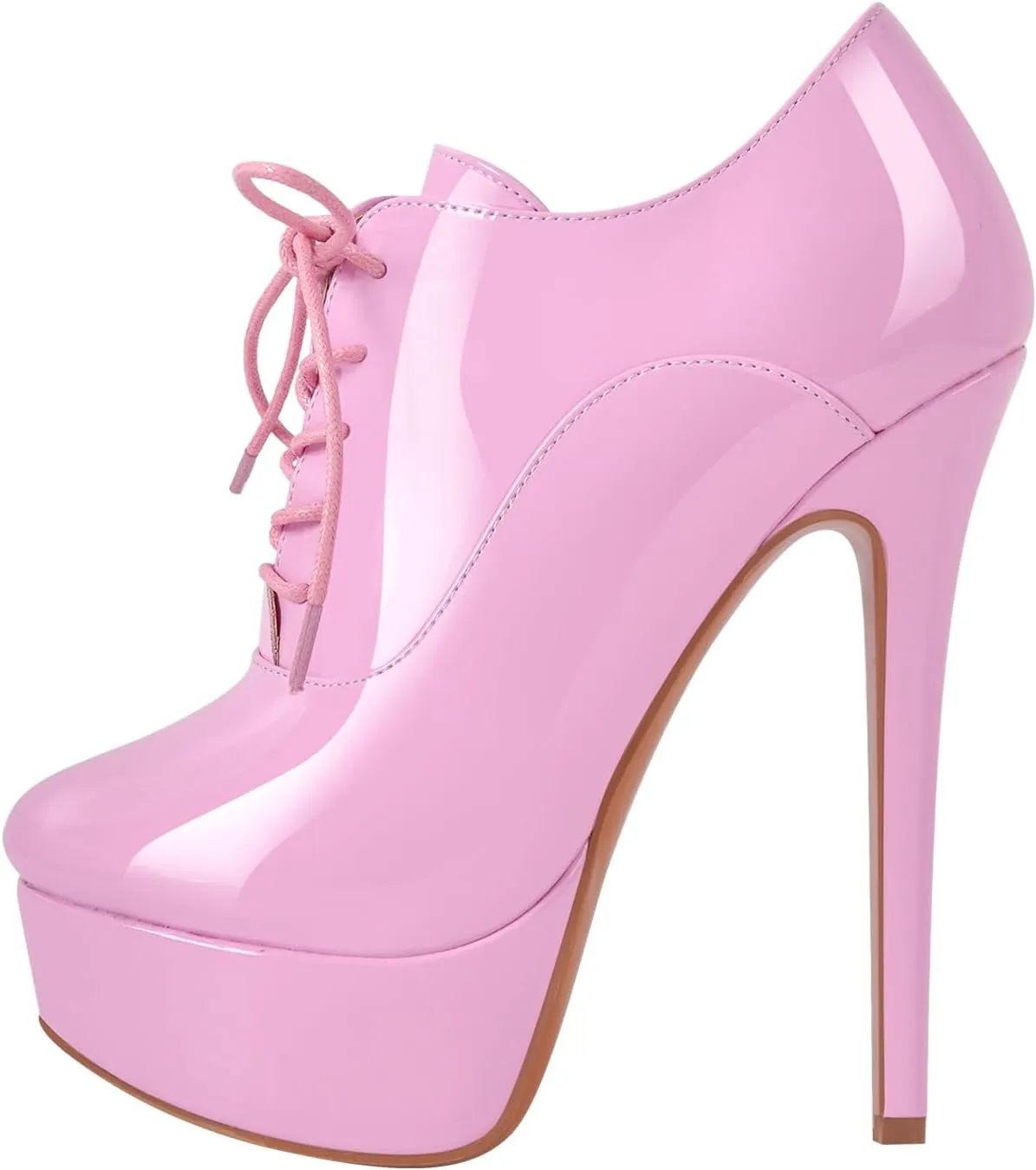 Platform Lace Up Stiletto High Heels Round Toe Ankle Bootie