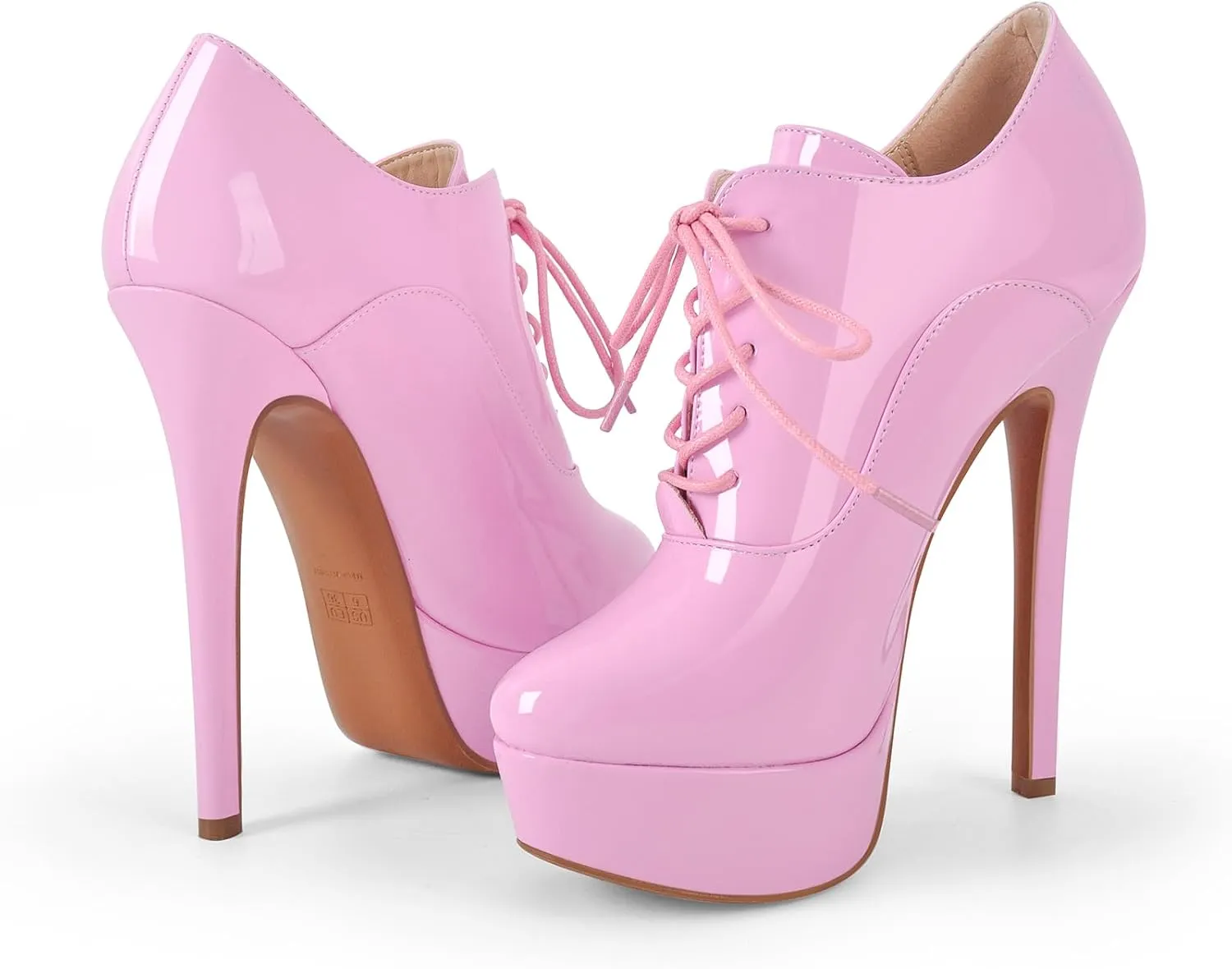Platform Lace Up Stiletto High Heels Round Toe Ankle Bootie