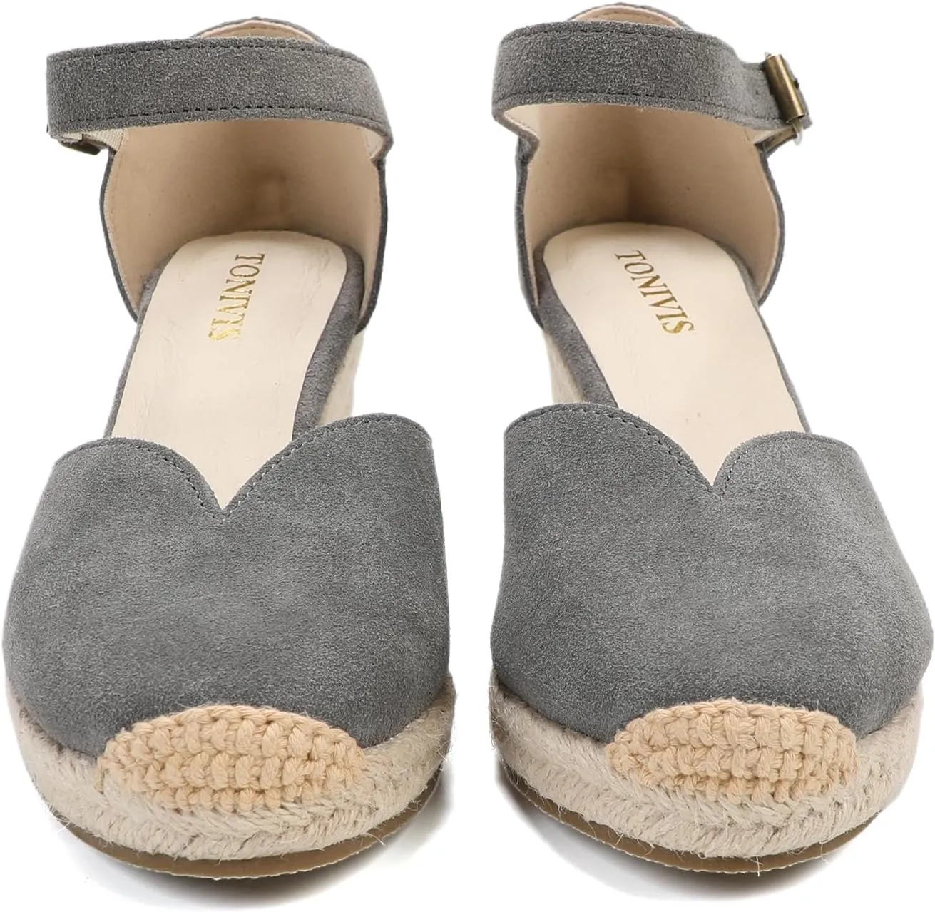Platform Wedges Sandals for Women, 3" Wedge, Ankle-Strap, Cap Toe, Summer Espadrilles Heel Shoes