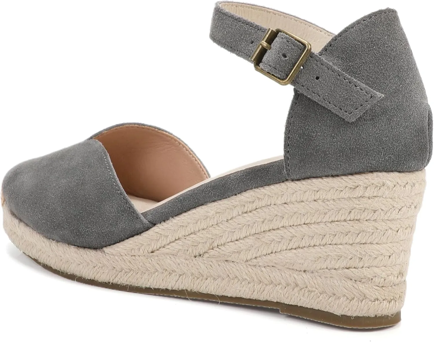 Platform Wedges Sandals for Women, 3" Wedge, Ankle-Strap, Cap Toe, Summer Espadrilles Heel Shoes