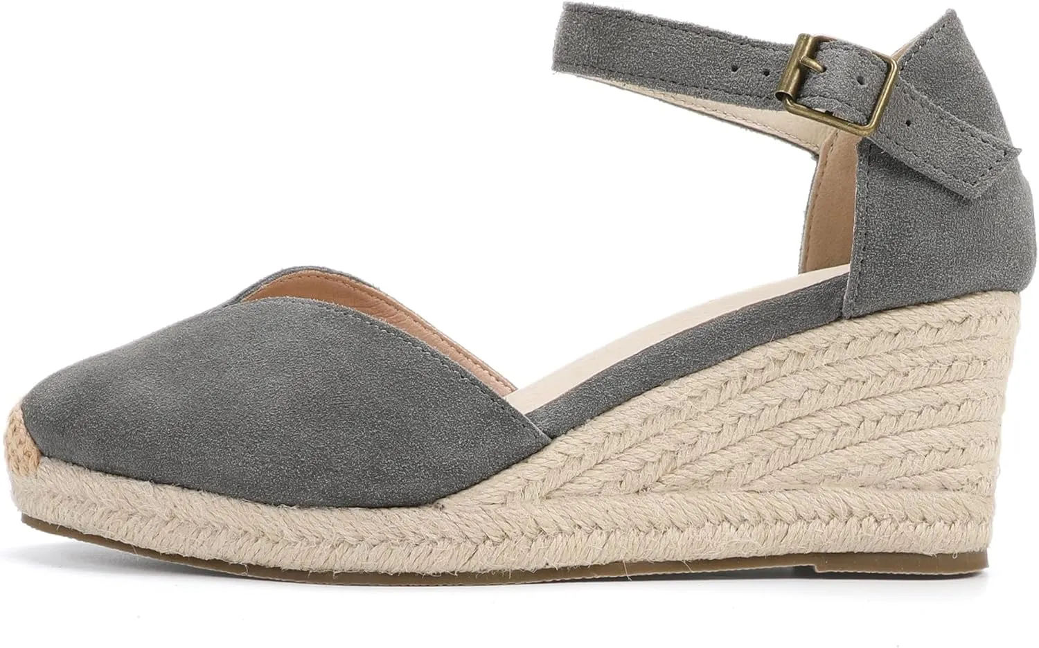 Platform Wedges Sandals for Women, 3" Wedge, Ankle-Strap, Cap Toe, Summer Espadrilles Heel Shoes