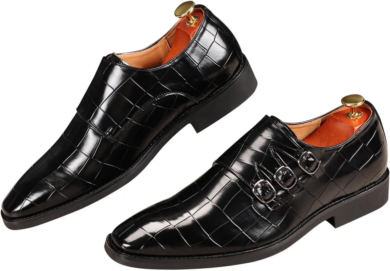 Santimon Men's Dress Loafer Shoes Monk Strap Slip On Formal Business Buckle Oxfords