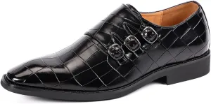Santimon Men's Dress Loafer Shoes Monk Strap Slip On Formal Business Buckle Oxfords