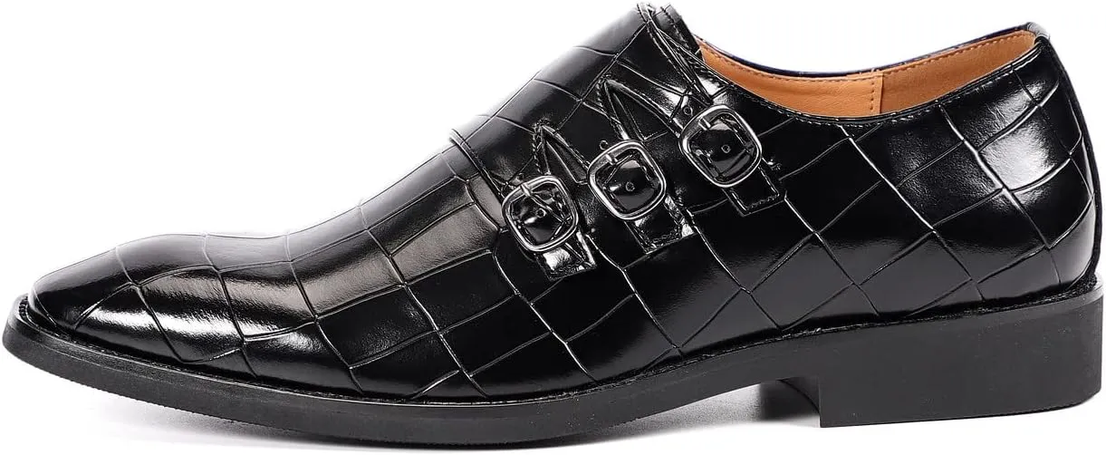 Santimon Men's Dress Loafer Shoes Monk Strap Slip On Formal Business Buckle Oxfords