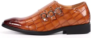 Santimon Men's Dress Loafer Shoes Monk Strap Slip On Formal Business Buckle Oxfords