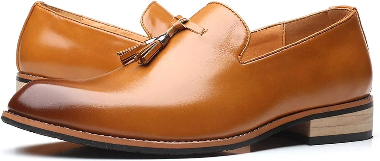 Santimon Mens Loafers Tassel Fringe Penny Loafers Casual Slip On Driving Wedding Prom Shoes Moccasins