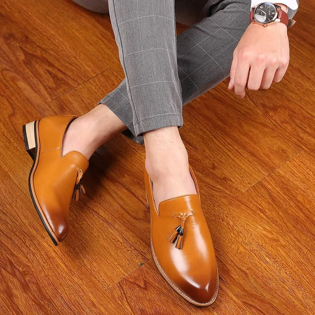 Santimon Mens Loafers Tassel Fringe Penny Loafers Casual Slip On Driving Wedding Prom Shoes Moccasins