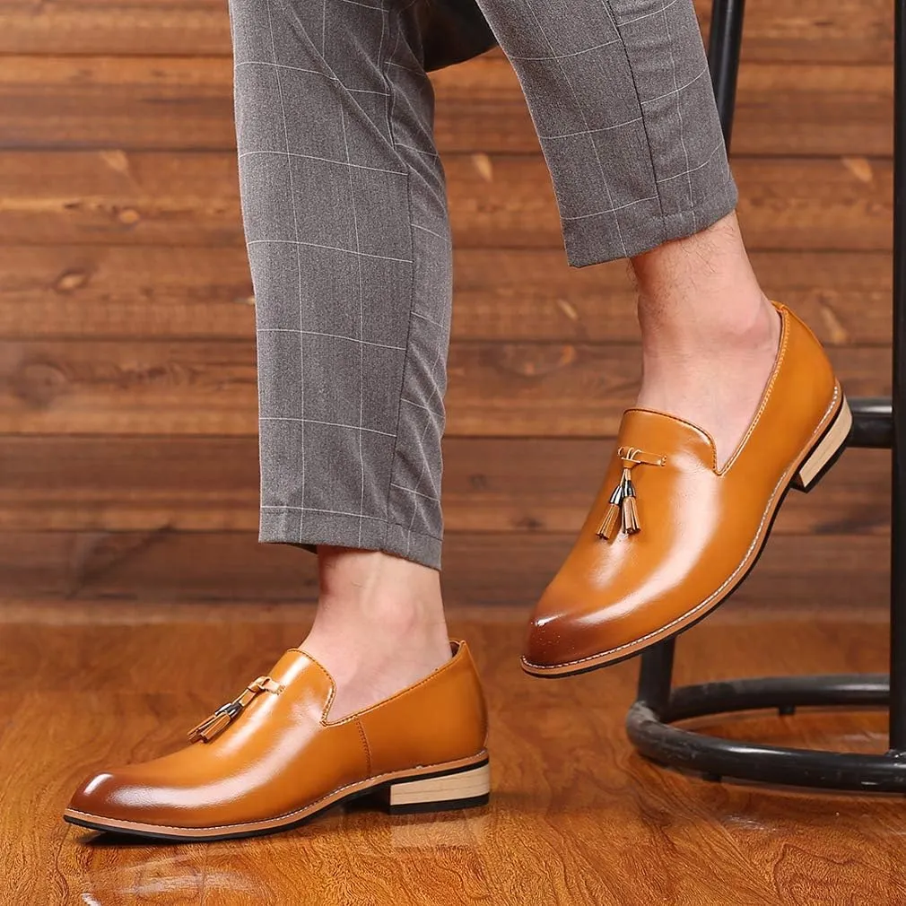 Santimon Mens Loafers Tassel Fringe Penny Loafers Casual Slip On Driving Wedding Prom Shoes Moccasins
