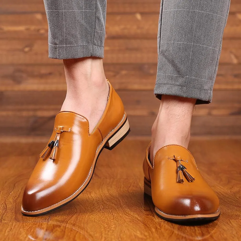 Santimon Mens Loafers Tassel Fringe Penny Loafers Casual Slip On Driving Wedding Prom Shoes Moccasins