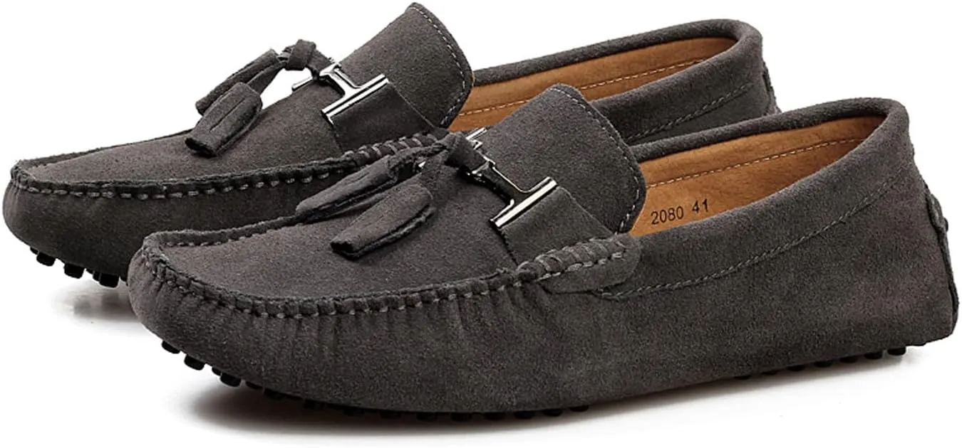Santimon Mens-Moccasins Penny-Loafers Slip-On Casual Dress-Shoe Suede Tassels Boat Driving-Shoes