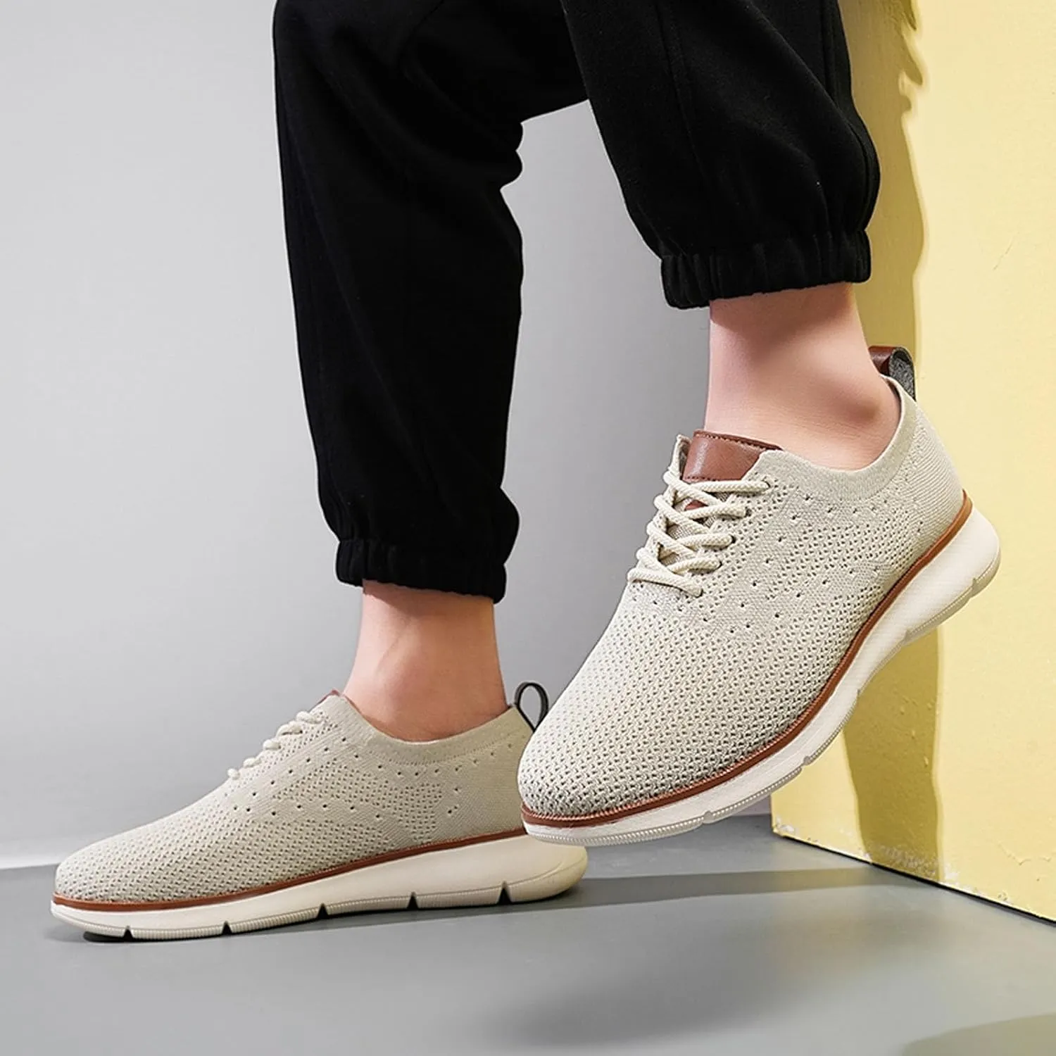 SECHRITE Men's Casual Dress Sneakers: Oxford Mesh Dress Sneakers for Men - Urbans Breeze Shoes Wide Comfort
