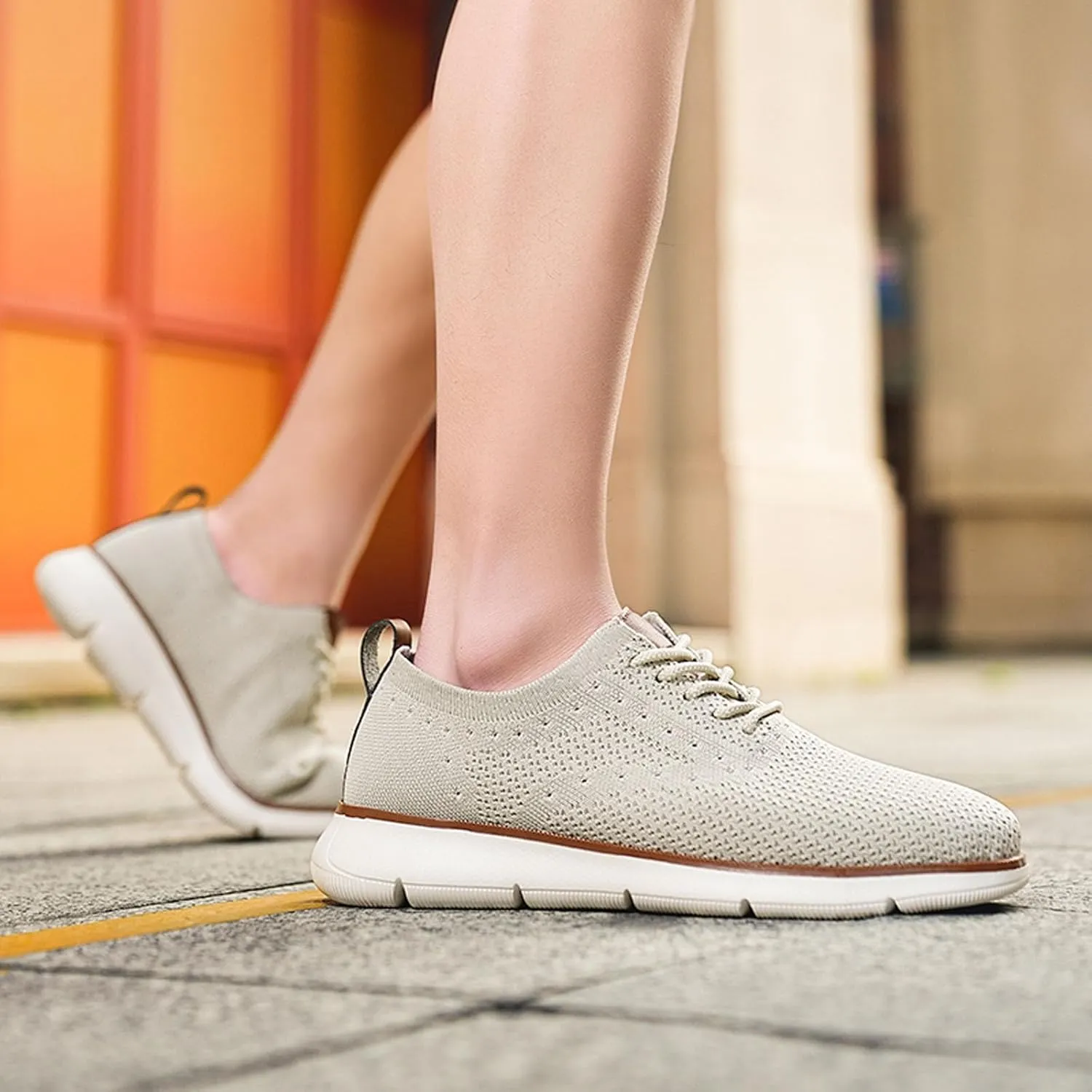 SECHRITE Men's Casual Dress Sneakers: Oxford Mesh Dress Sneakers for Men - Urbans Breeze Shoes Wide Comfort