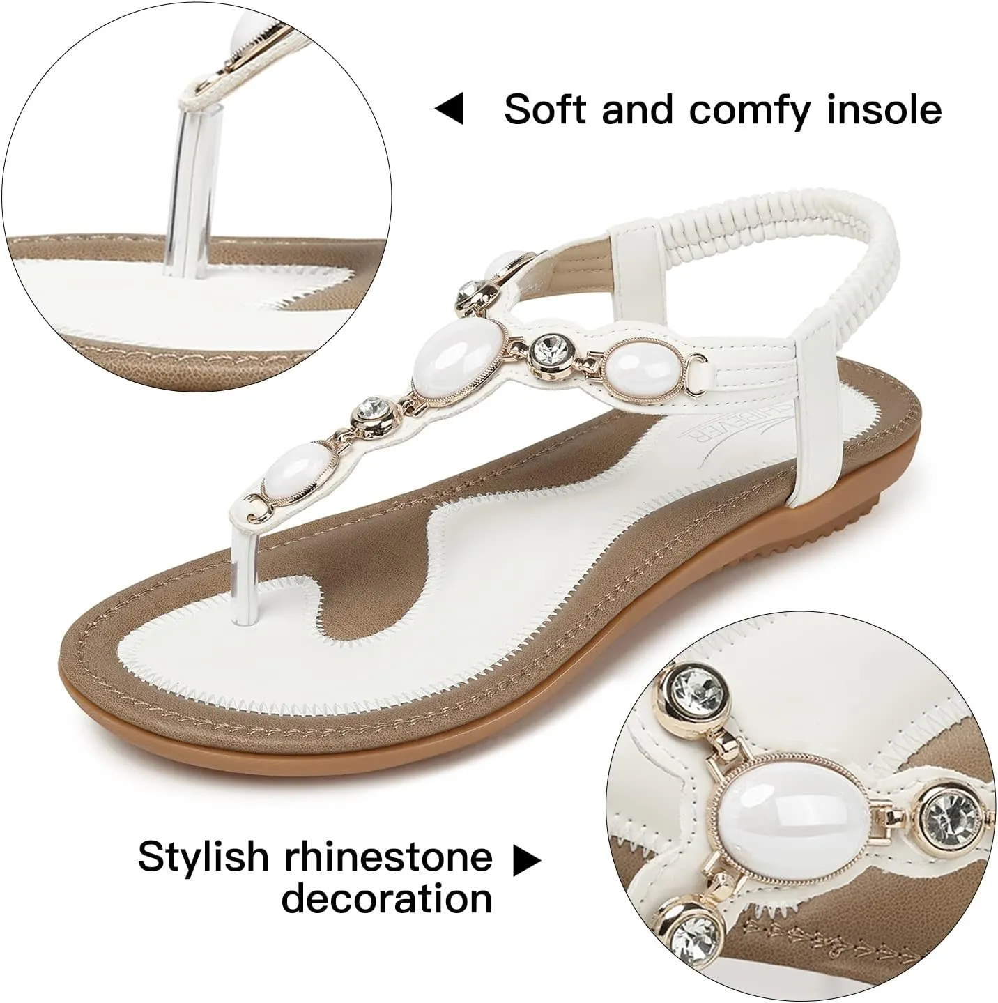 SHIBEVER Flat Sandals for Women Dressy: Summer Comfortable Dress Thong Flats Sandal