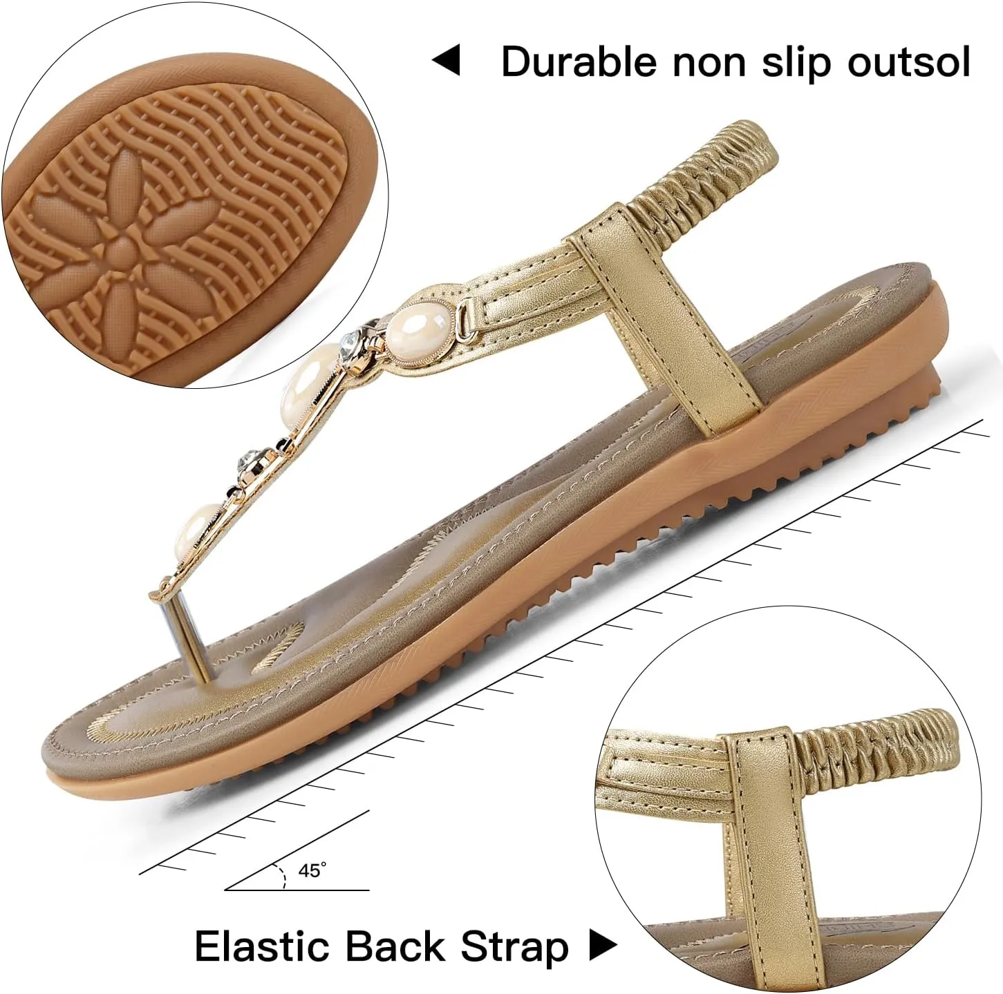SHIBEVER Flat Sandals for Women Dressy: Summer Comfortable Dress Thong Flats Sandal