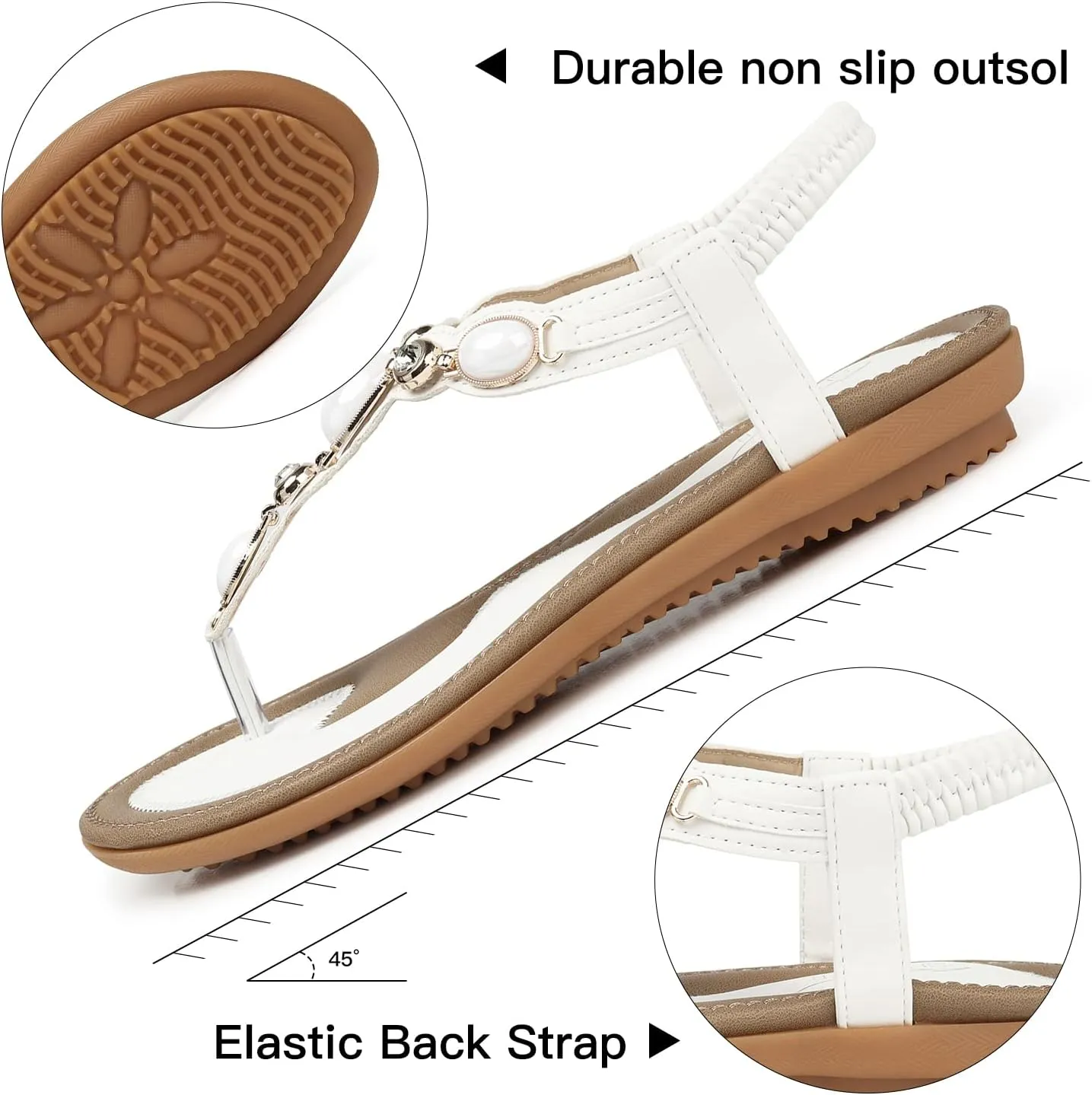 SHIBEVER Flat Sandals for Women Dressy: Summer Comfortable Dress Thong Flats Sandal