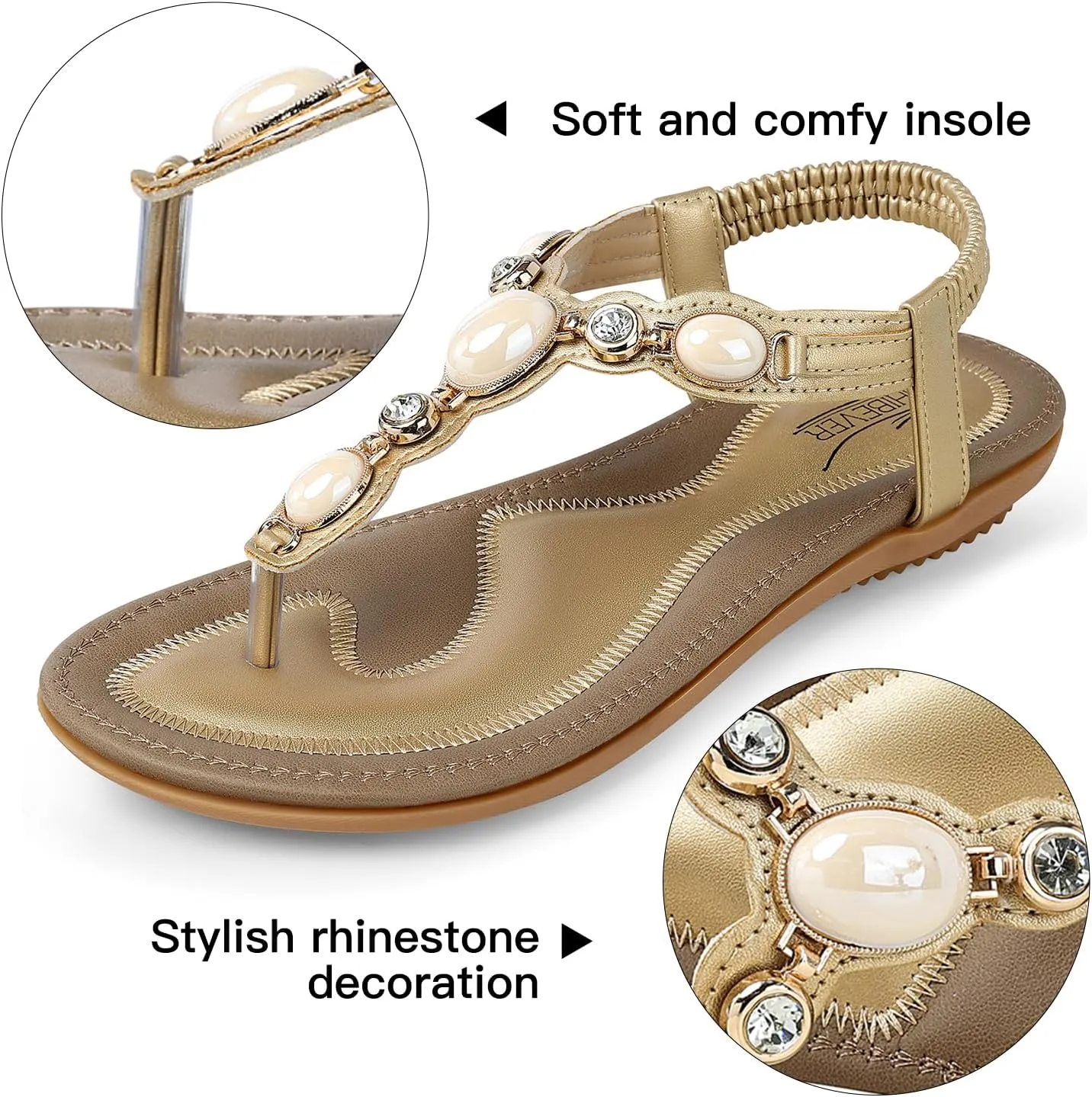 SHIBEVER Flat Sandals for Women Dressy: Summer Comfortable Dress Thong Flats Sandal