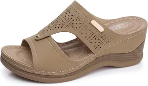 SHIBEVER Wedge Sandals Women Summer: Comfortable Open Toe Dressy Platform Sandal Shoes