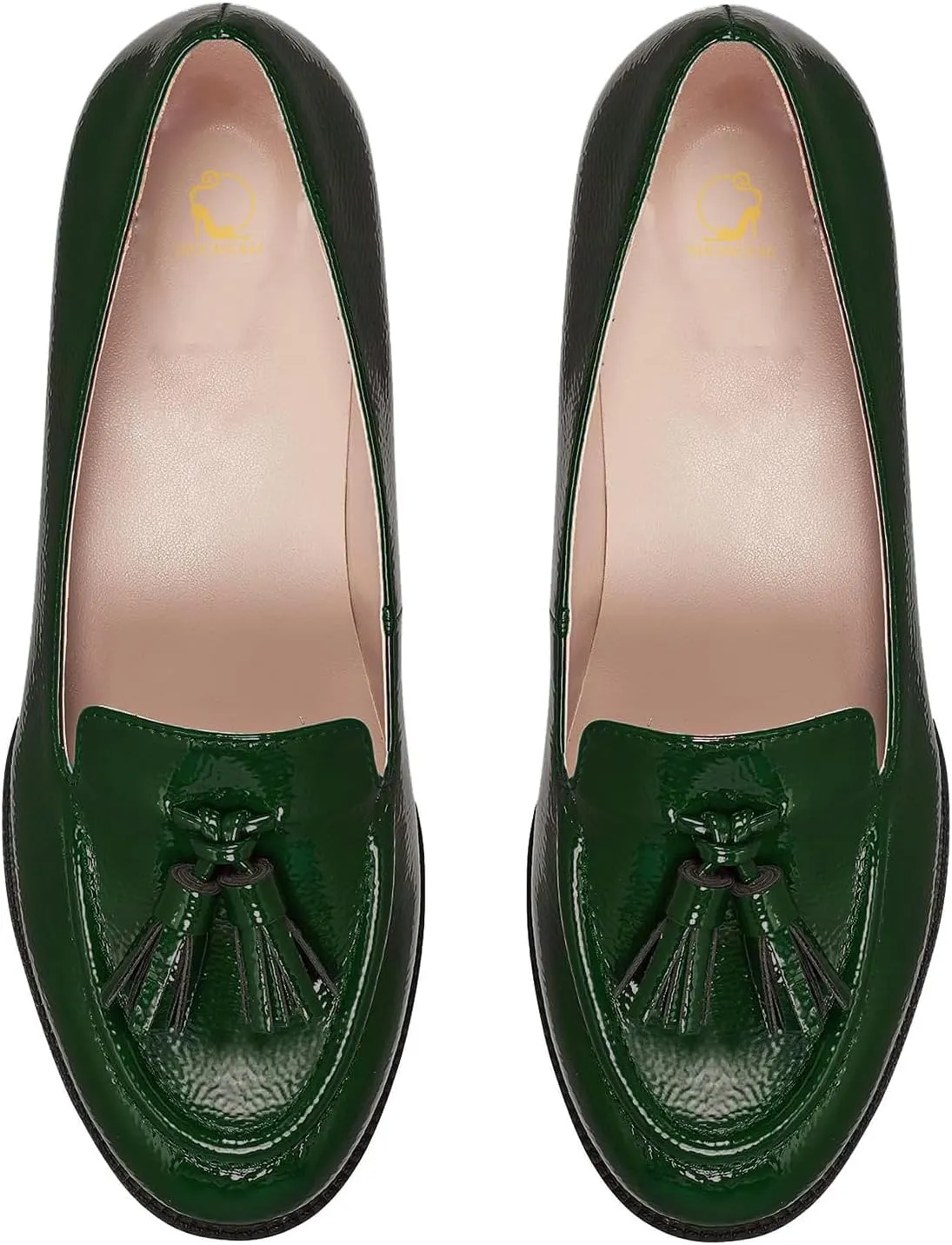 SHODENSE Women Tassel Loafers Round Toe Slip On Chunky Heel Loafer Shoes Fringe Patent 1 inch Low Heel Dress Shoes with Tassels Loafer Flats Office Casual Walking Driver Loafers Comfy 4-11 M US