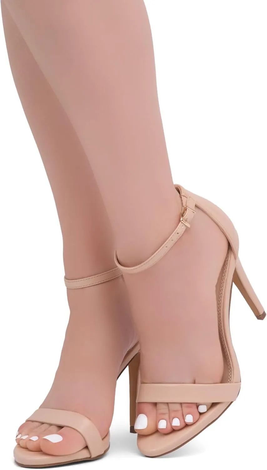 Shoe Land SL-Lovering Women's High Heels Ankle Strap Stilettos, Round Open Toe Strappy Dressy Heeled Sandals – Sexy Heels for Prom Wedding Party and Bridal