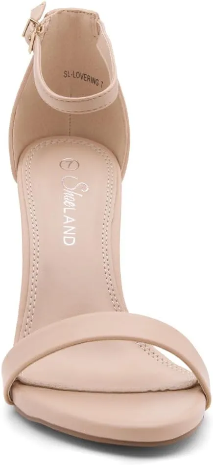Shoe Land SL-Lovering Women's High Heels Ankle Strap Stilettos, Round Open Toe Strappy Dressy Heeled Sandals – Sexy Heels for Prom Wedding Party and Bridal