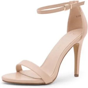 Shoe Land SL-Lovering Women's High Heels Ankle Strap Stilettos, Round Open Toe Strappy Dressy Heeled Sandals – Sexy Heels for Prom Wedding Party and Bridal