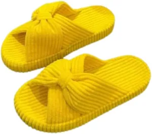 Slippers for Women Memory Foam House Bedroom Corduroy Bow Crossbands Slide Slipper Shoes Comfy Trendy Gift Slippers