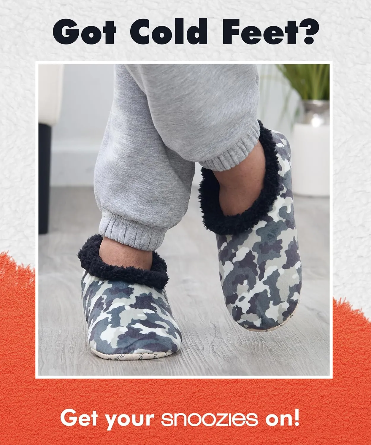Snoozies Mens Slippers Indoor Plaid, Cord, or Camo, Sherpa Fleece-Lined Slippers Socks Non-Skid, Mens House Shoes, Male Gifts