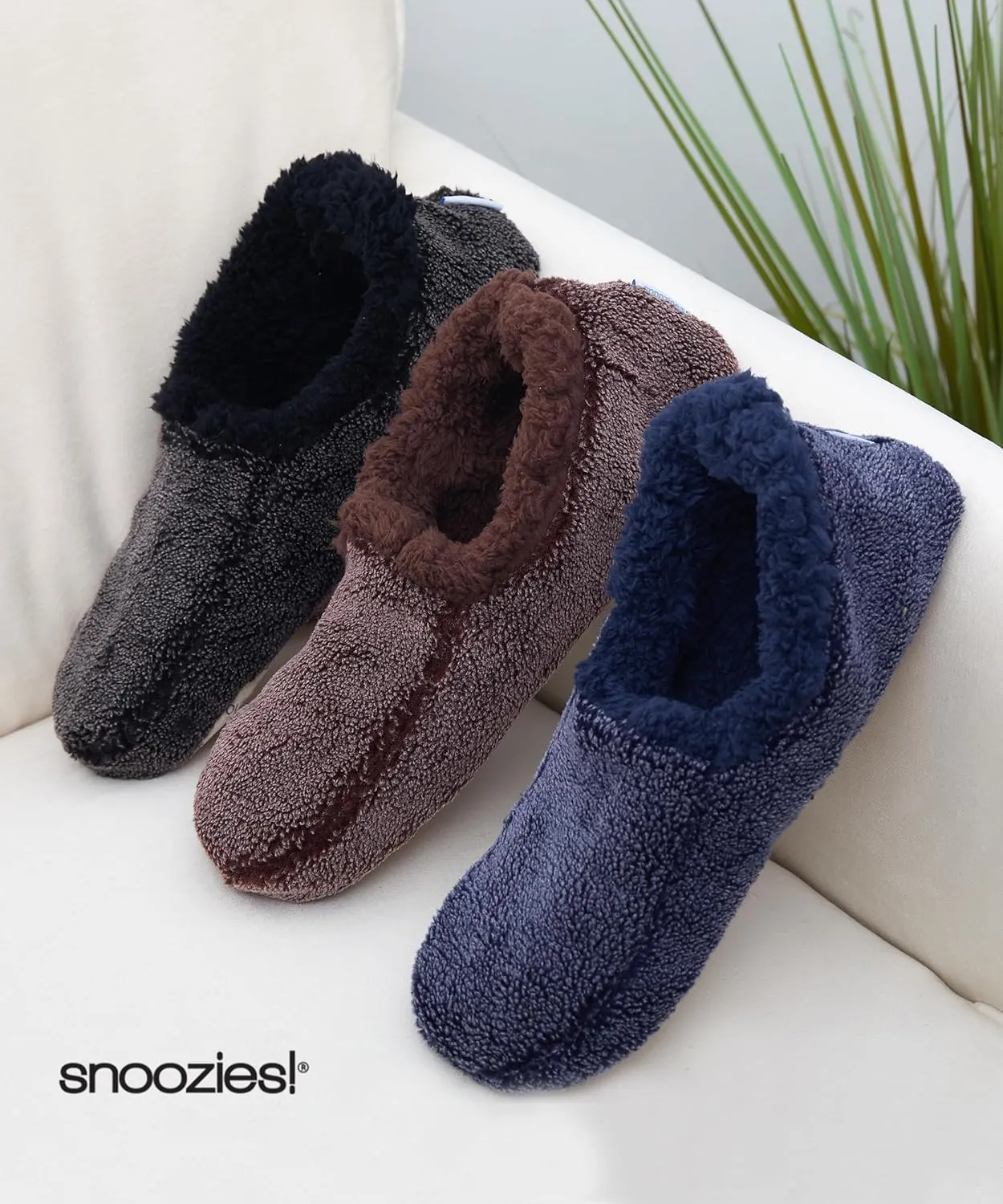 Snoozies Mens Two Tone Fleece Lined Slippers - Comfortable Slippers for Men - Two Tones