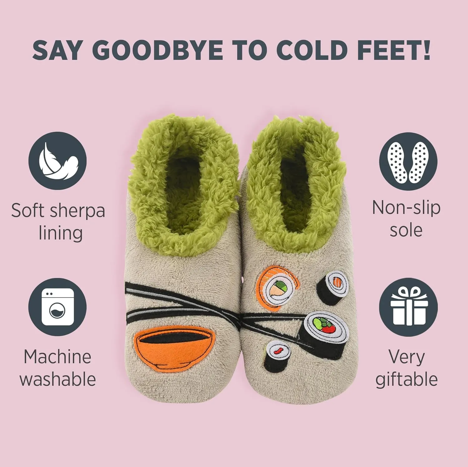 Snoozies Pairable Slipper Socks - Funny House Slippers for Women, Non-Slip Fuzzy Slipper Socks