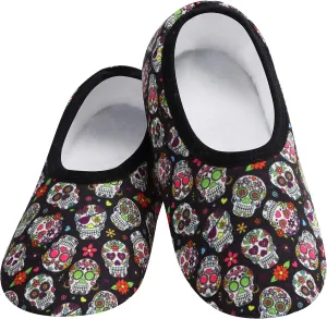 Snoozies Skinnies slipper socks for Women - Non-Slip slipper socks Lightweight Soft Sherpa Lining - Foldable