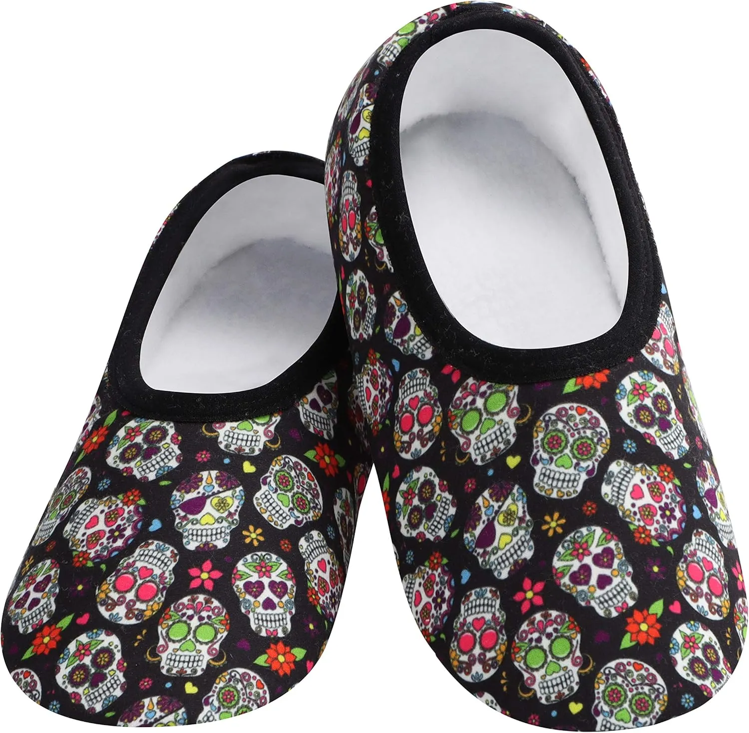 Snoozies Skinnies slipper socks for Women - Non-Slip slipper socks Lightweight Soft Sherpa Lining - Foldable