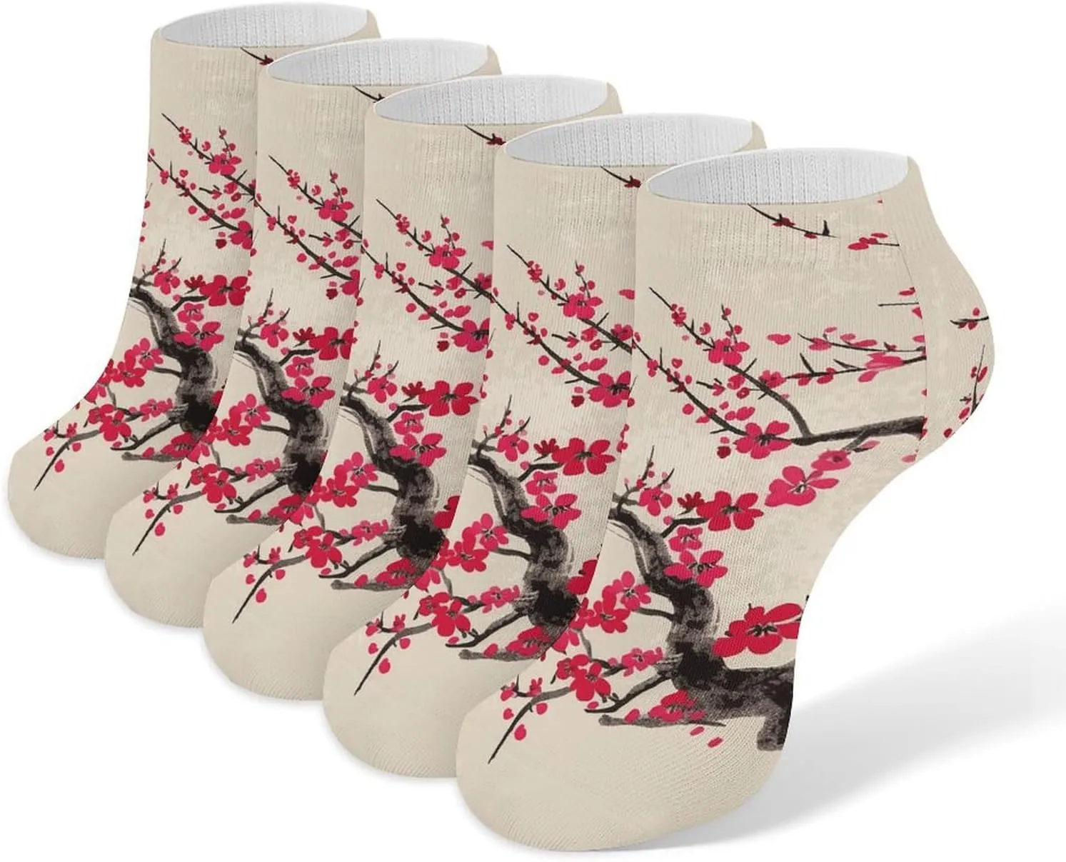 Socks Japanese Floral Cherry Blossom Printed Women Socks Ankle Socks Christmas Socks Running Socks Slipper Socks