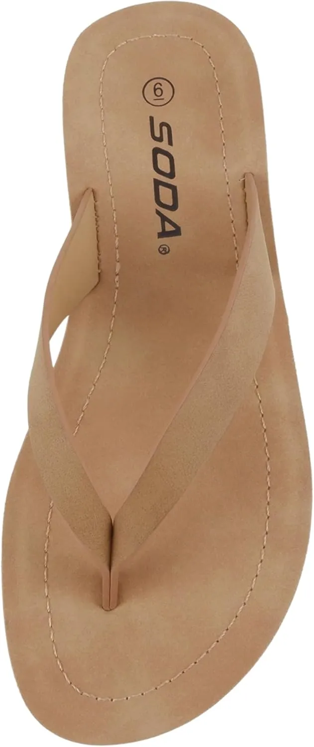 Soda Shoes Women Flip Flops Basic Plain Slippers Thongs Sandals Strap Casual Beach Ella-S