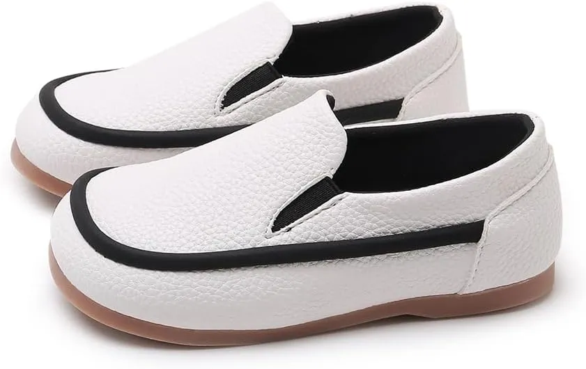 SOFMUO Toddler Boys Girls Loafers Slip On Little Kids Oxford Dress Flats Casual Boat Shoes School Uniform Moccasin Daily Walking Shoes