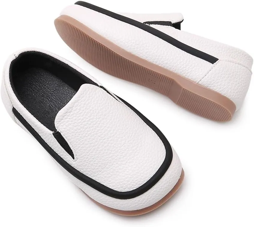 SOFMUO Toddler Boys Girls Loafers Slip On Little Kids Oxford Dress Flats Casual Boat Shoes School Uniform Moccasin Daily Walking Shoes