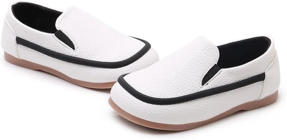 SOFMUO Toddler Boys Girls Loafers Slip On Little Kids Oxford Dress Flats Casual Boat Shoes School Uniform Moccasin Daily Walking Shoes