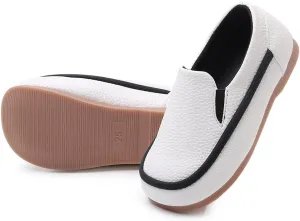 SOFMUO Toddler Boys Girls Loafers Slip On Little Kids Oxford Dress Flats Casual Boat Shoes School Uniform Moccasin Daily Walking Shoes
