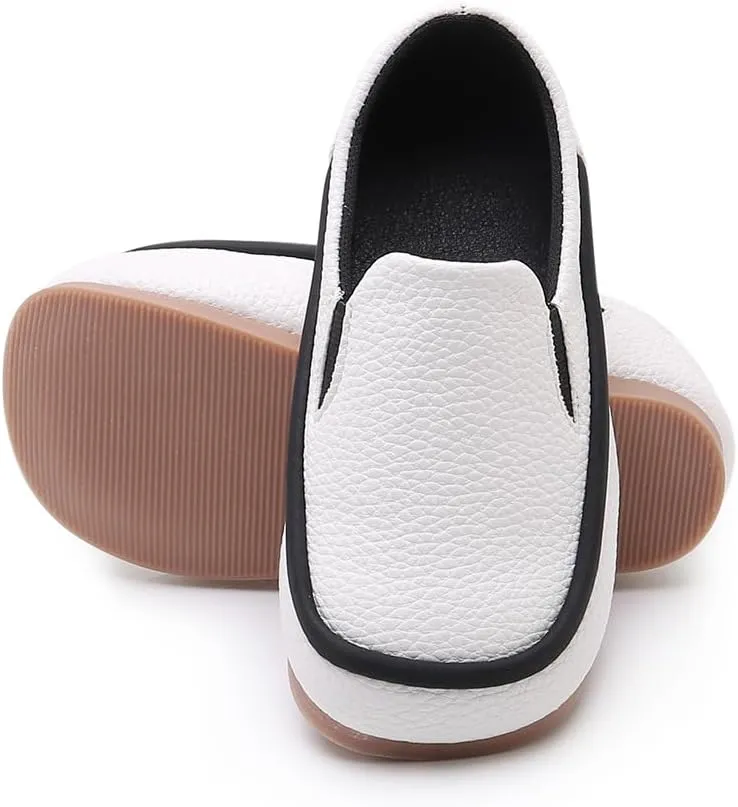 SOFMUO Toddler Boys Girls Loafers Slip On Little Kids Oxford Dress Flats Casual Boat Shoes School Uniform Moccasin Daily Walking Shoes