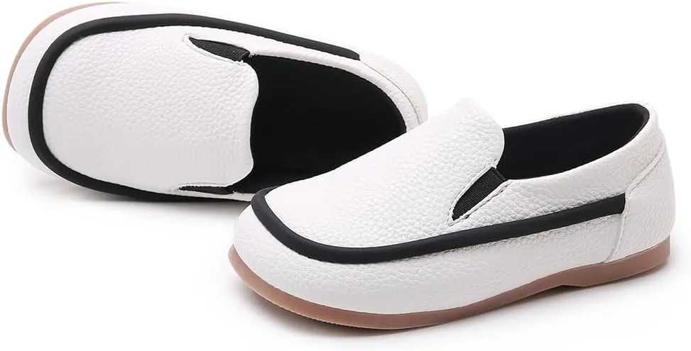 SOFMUO Toddler Boys Girls Loafers Slip On Little Kids Oxford Dress Flats Casual Boat Shoes School Uniform Moccasin Daily Walking Shoes