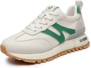 somiliss Sneakers for Women Genuine Leather Suede Patchwork Casual Lace Up Non-Slip Walking Shoes Comfortable Tennis Running Shoes Womens Fashion Sneakers