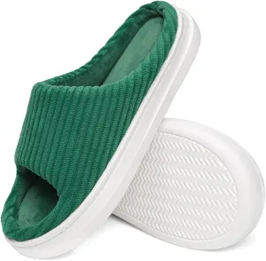 SOULROSE Summer House Memory Foam Slippers Comfy Spa Bedroom Slides Women Cloud Lightweight Waffle Cozy Open Toe Indoor Outdoor Platform Shoes