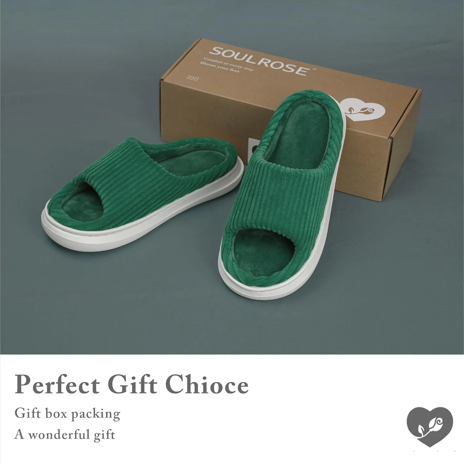 SOULROSE Summer House Memory Foam Slippers Comfy Spa Bedroom Slides Women Cloud Lightweight Waffle Cozy Open Toe Indoor Outdoor Platform Shoes