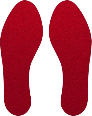 Soxsols Wool Flat Shoe Insert for Sandals & Sockless Shoes, Comfortable Shoe Insoles with Sweat-Absorbent Natural Fiber & Non-Slip Silicone Grip, Narrow-Cut Shoe Inserts for Women, Red, Size 38