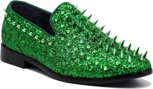 SPK09 Men's Vintage Spike Dress Loafers Slip On Fashion Shoes Classic Tuxedo Dress Shoes