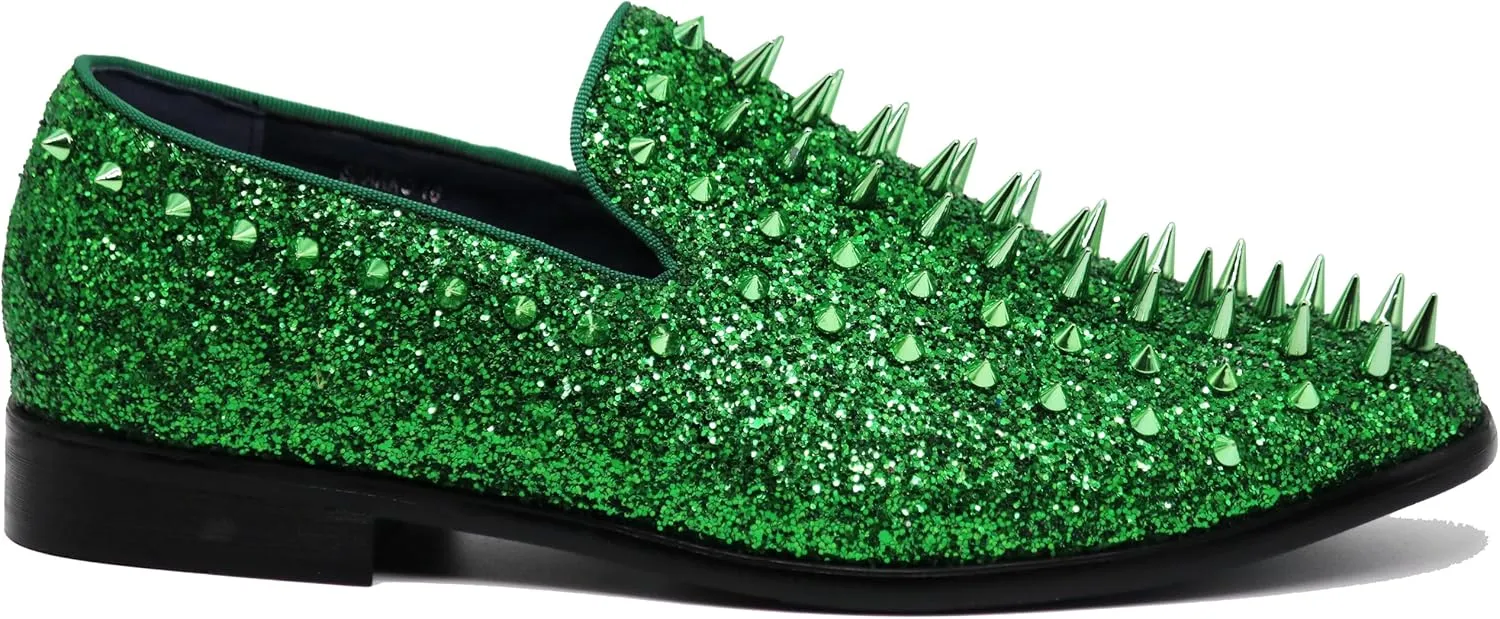 SPK09 Men's Vintage Spike Dress Loafers Slip On Fashion Shoes Classic Tuxedo Dress Shoes